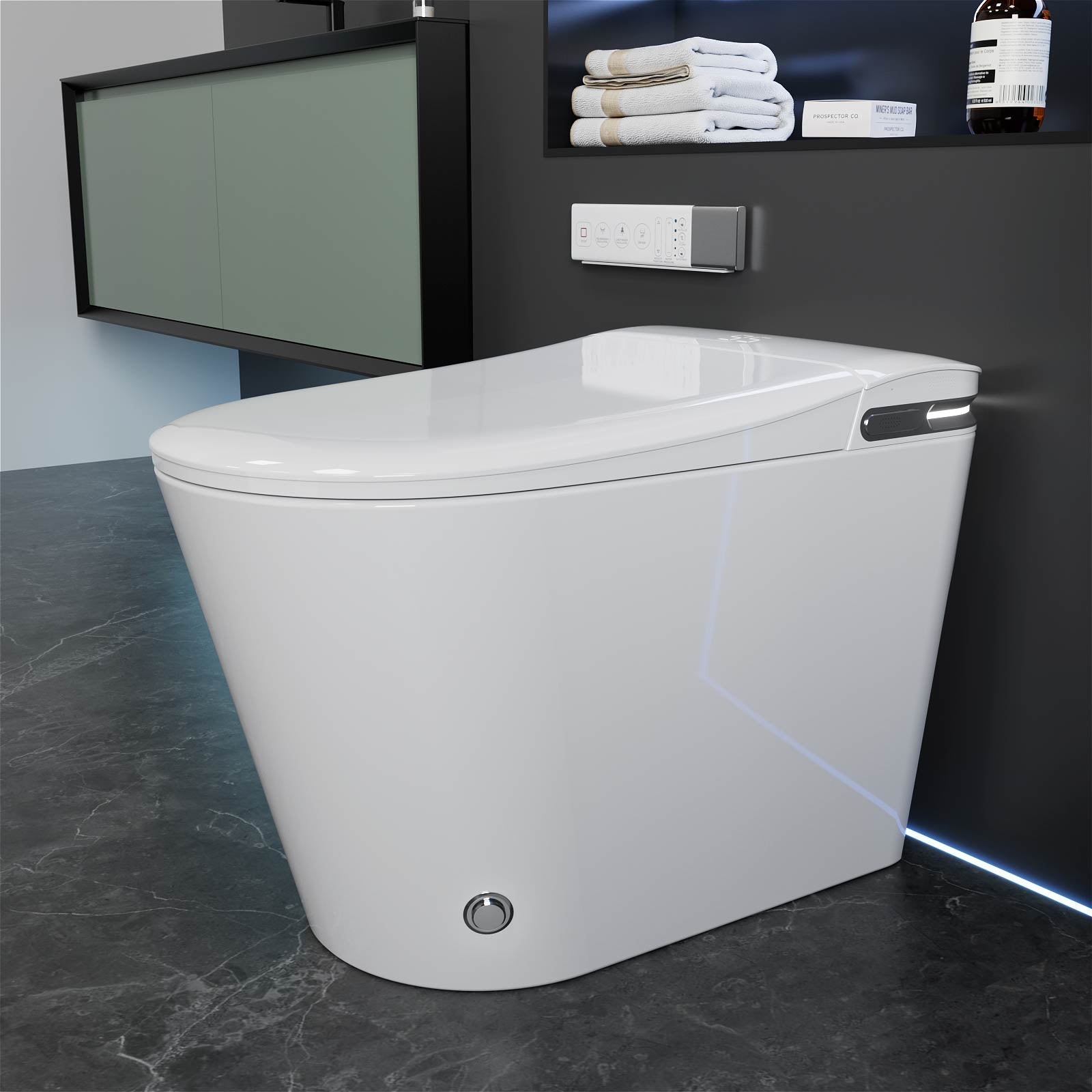 High Tech Tankless Smart Toilet with Bidet, Heated Seats, Aroma Diffusion Function