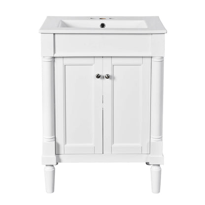 Timeless White Bathroom Vanity with Minimalist Mid Century Design