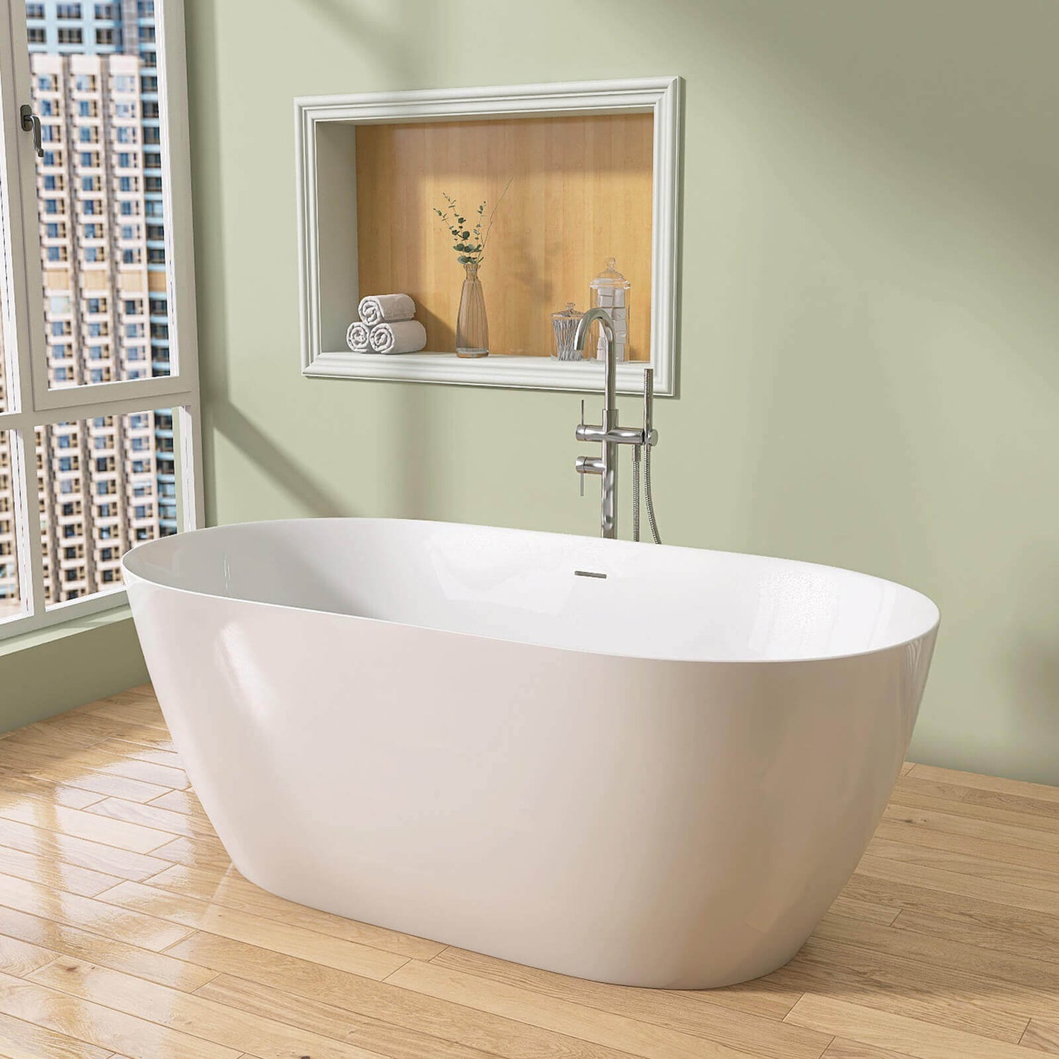 Top of the line 51 inch acrylic freestanding soaking tub