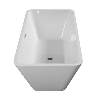 Top of the line 59 inch acrylic bathtub with brushed nickel overflow