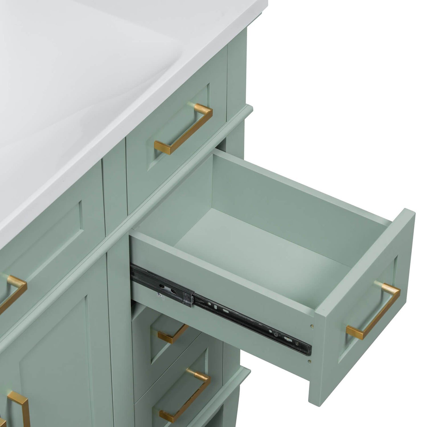 Top Drawer with Resin Sink 36 Inch Mint Green Solid Wood Bathroom Vanity