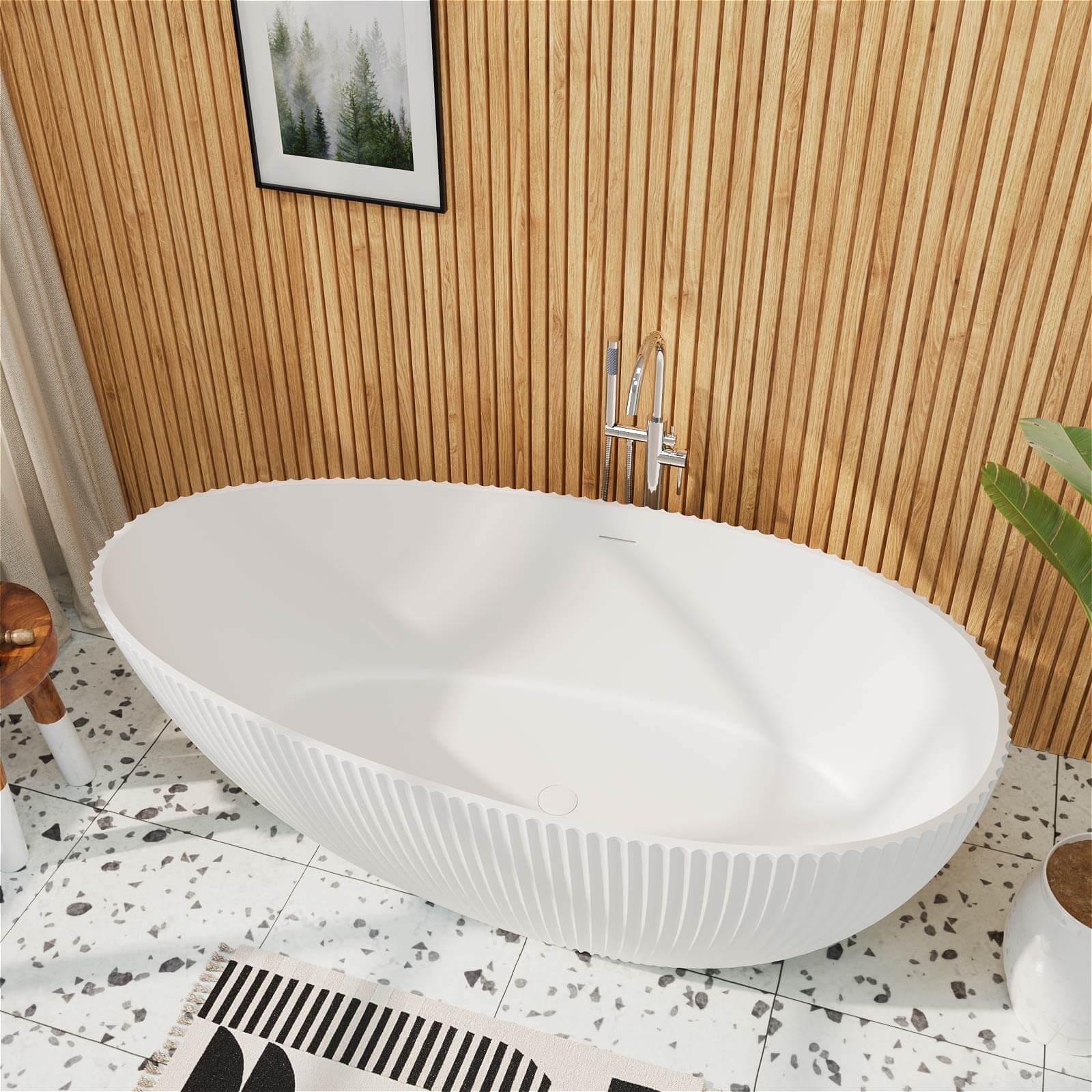 Unique pleated design bathtub for home spa experience