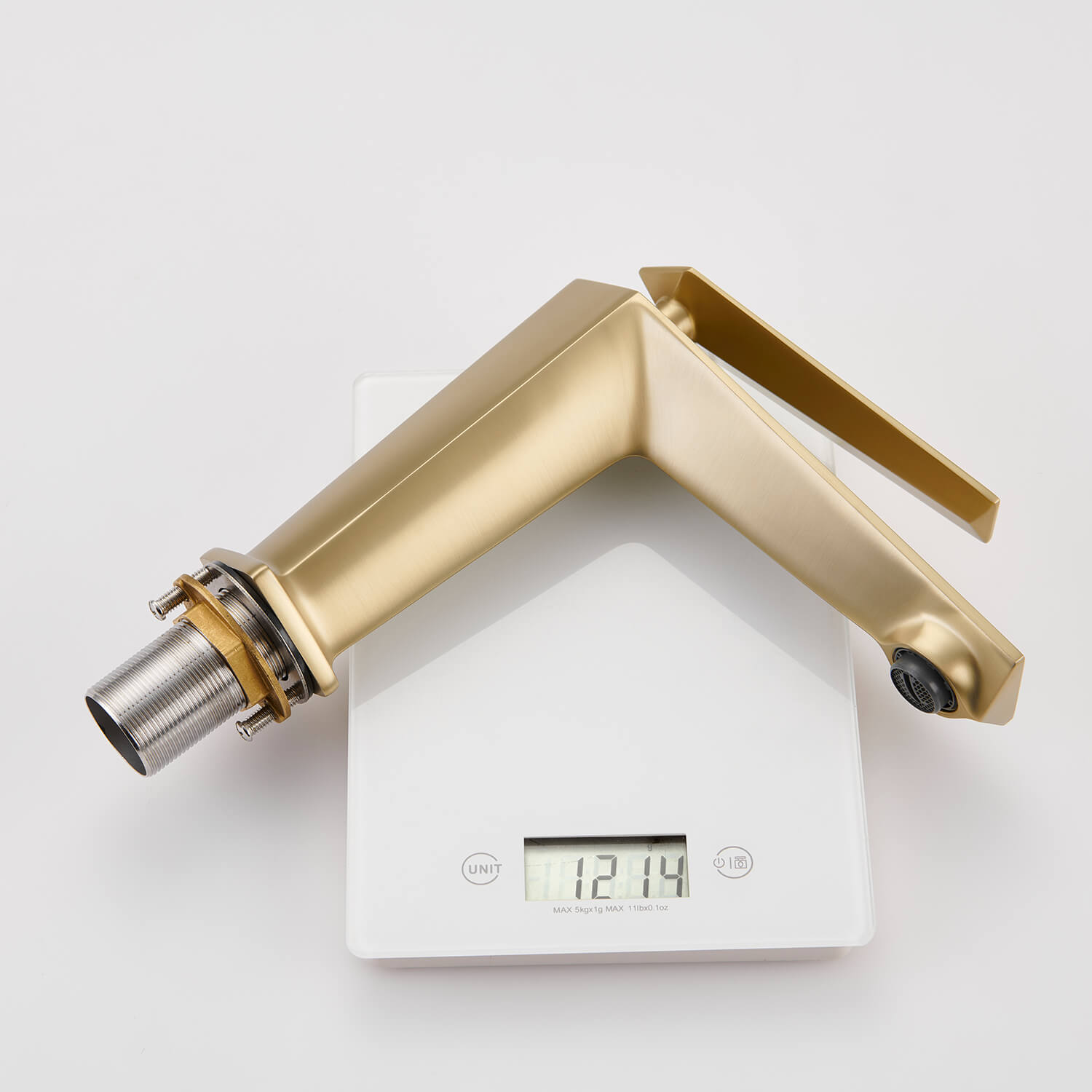 Weight description of brushed gold splashback bathroom faucet with aerator