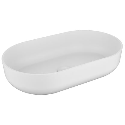 White 24*14*5.5 Modern Oval Above Bathroom Vessel Sink for Lavatory Vanity Cabinet