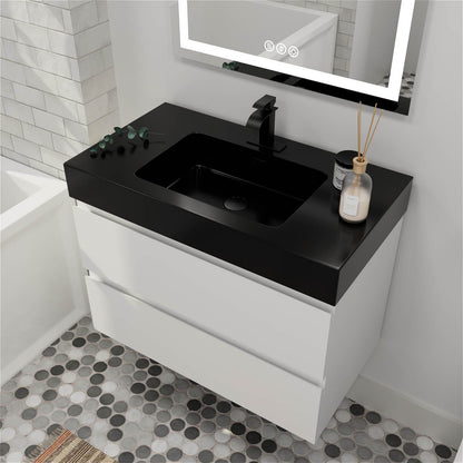 White Bathroom Vanity with Smooth DTC Drawer Operation