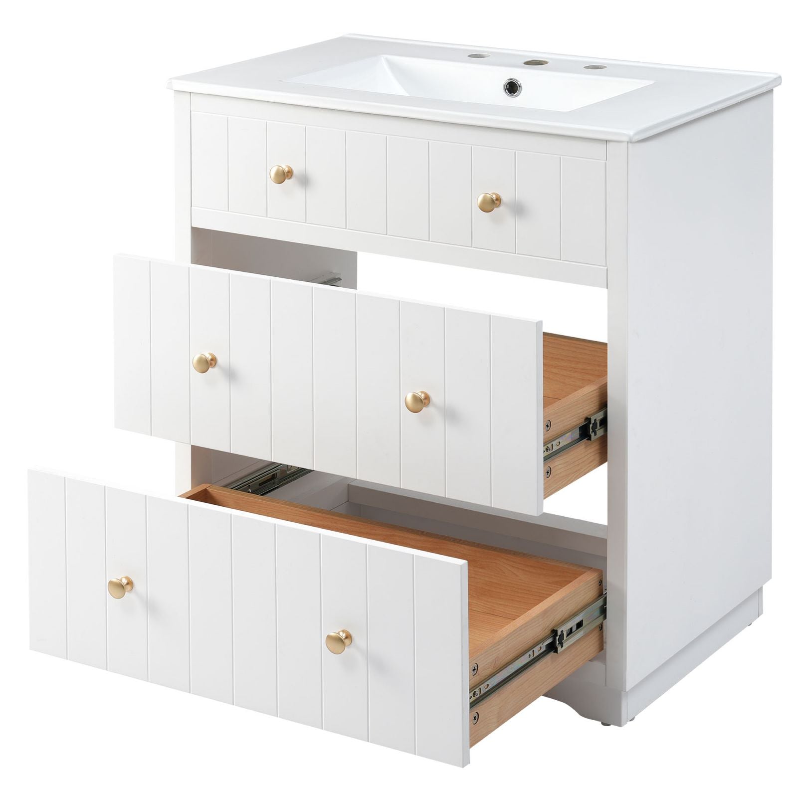 White Vanity Cabinet with Dual Drawers