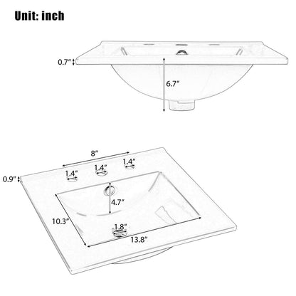 White minimalist bathroom vanity top sink with storage 20 inch size specifications