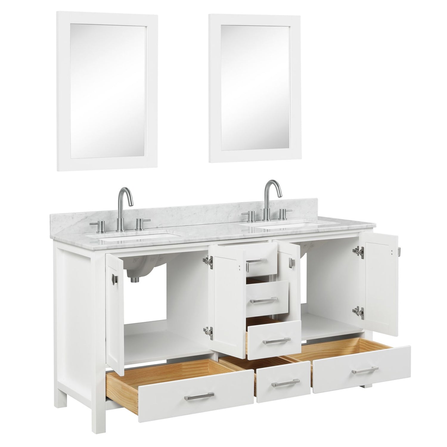 White Freestanding 60&quot; Double Sink Vanity with Drawers