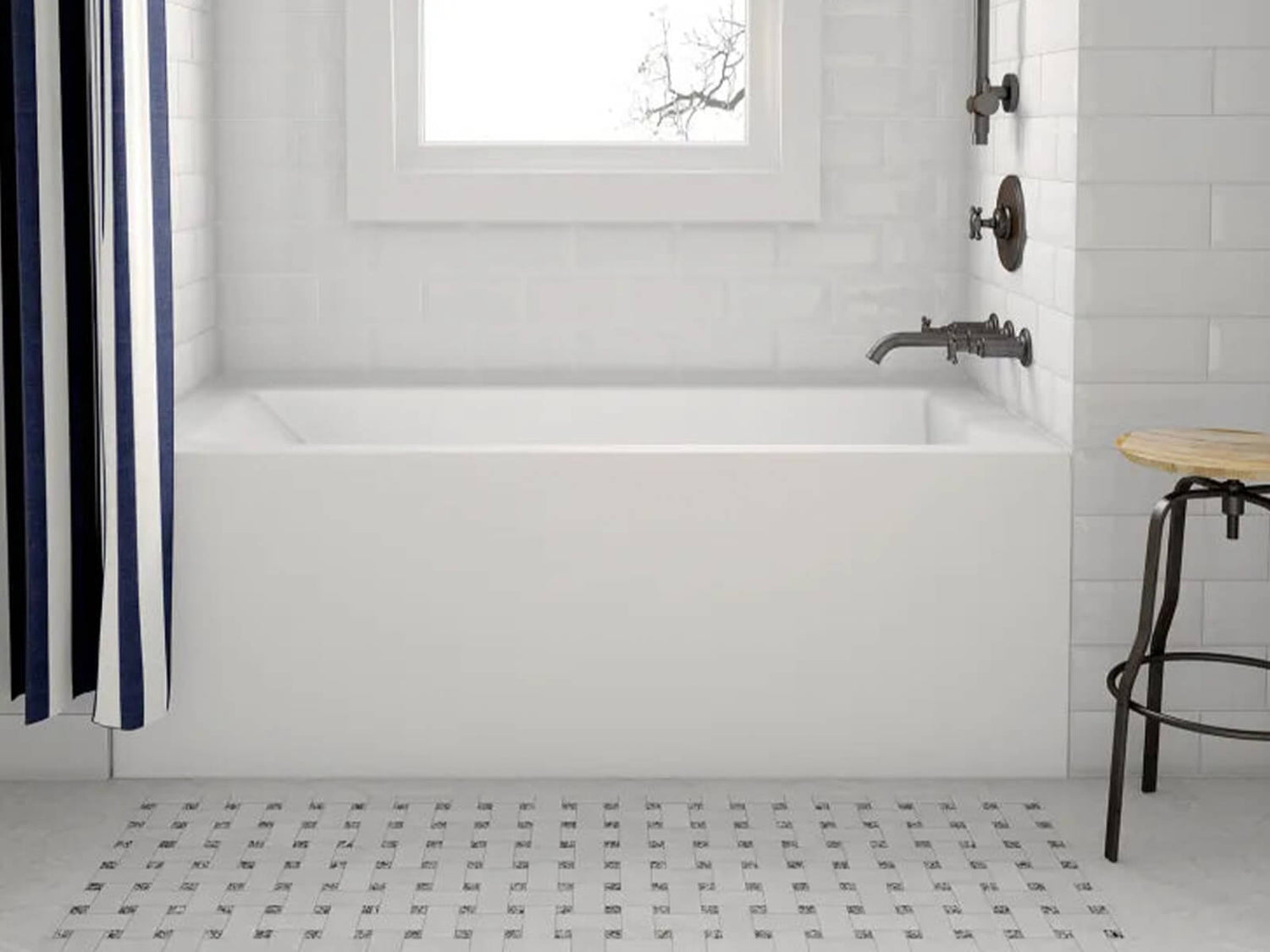 White acrylic alcove bathtub