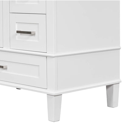 White bathroom vanity with countertop and durable solid wood frame