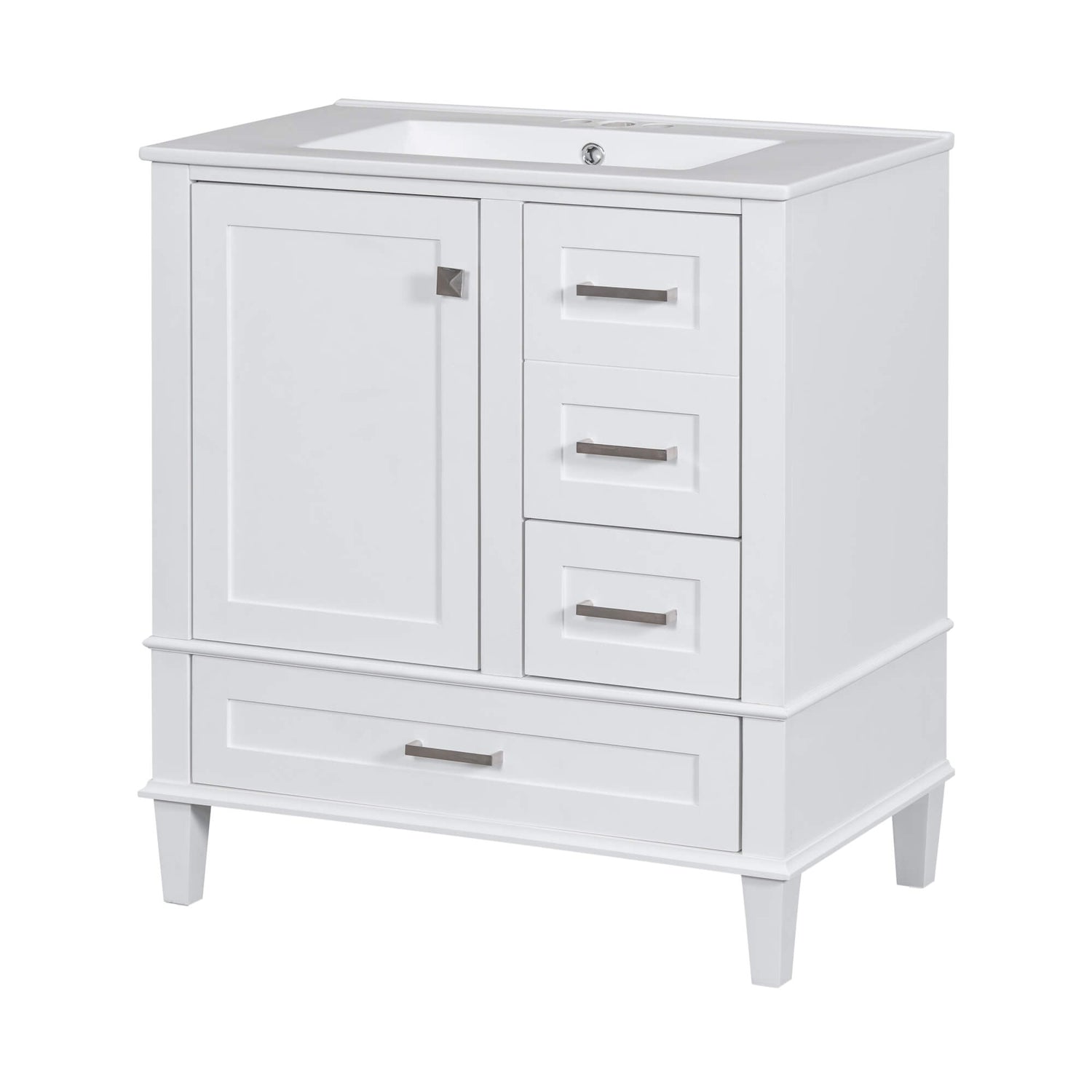 White bathroom vanity with countertop and easy assembly