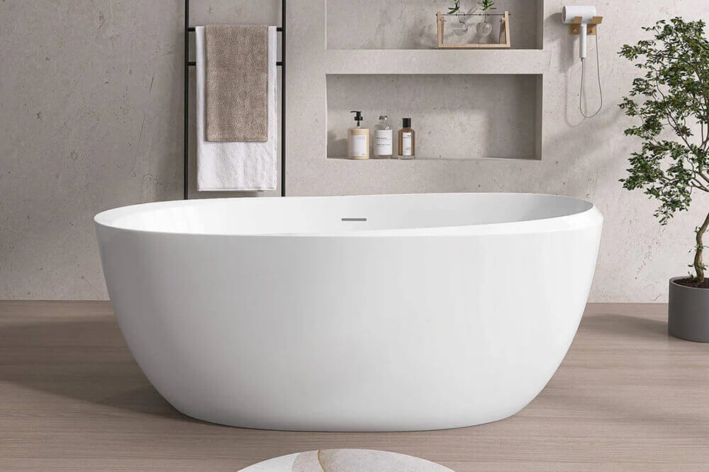 White oval cheap acrylic bathtub