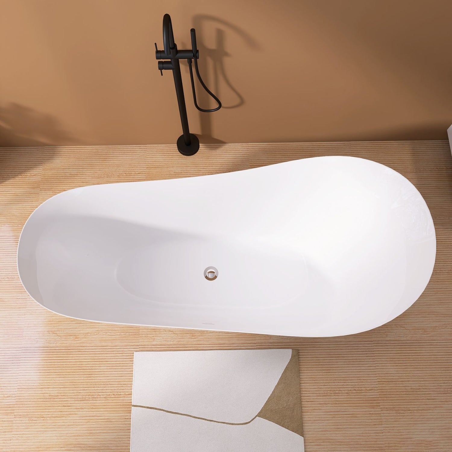 Detail of the interior of the 65&quot; acrylic reclining slipper bathtub