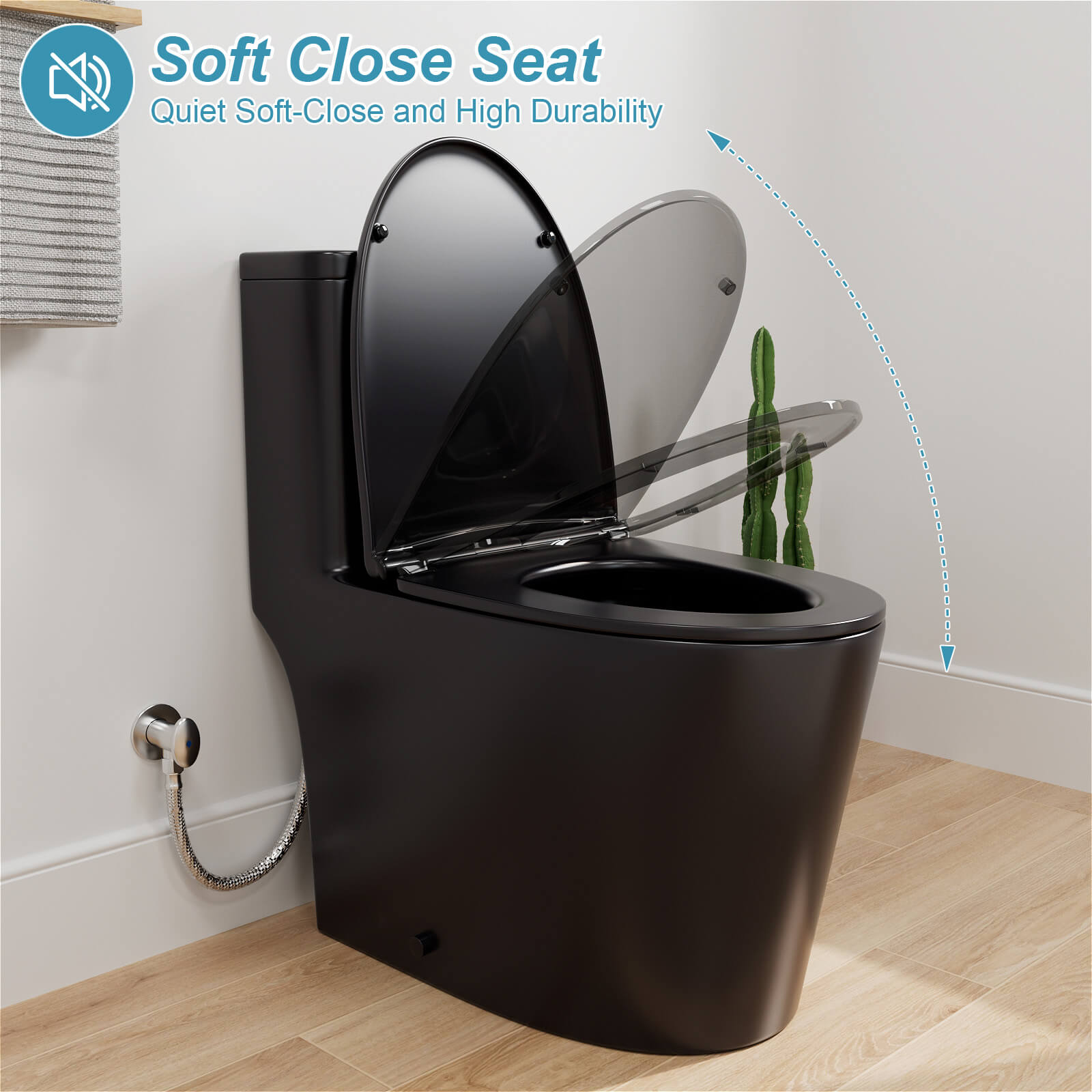 One-Piece Floor Mount Toilet 1.1GPF/1.6 GPF Siphon Jet Dual Flushing with Toilet Seat