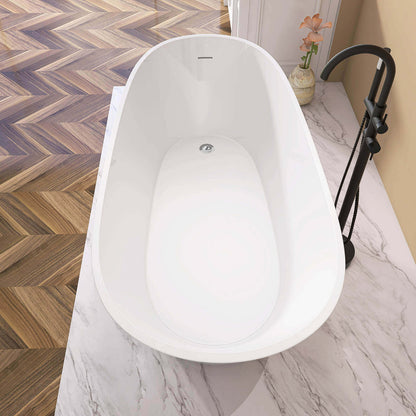 white Reversible Single Slipper Tub With overflow