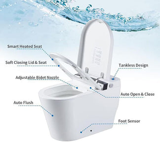 Smart Toilet with Auto-flush, Warm Water, Air Drying Function, Heated ...