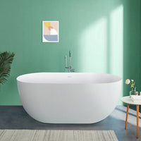 59'' Acrylic Flatbottom Double Ended Oval Freestanding Soaking Bathtub in White