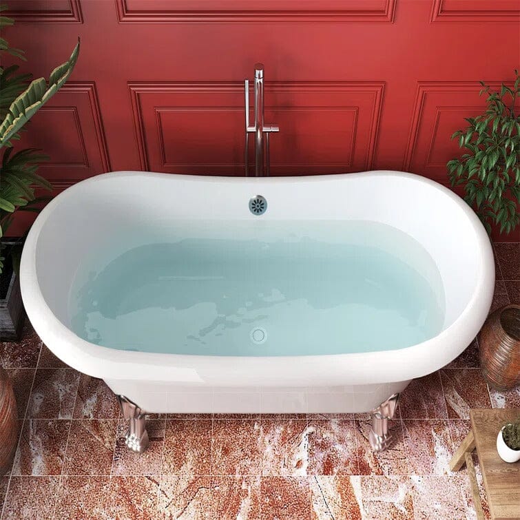 modern Glossy White rolled-edge Double Slipper Bathtub