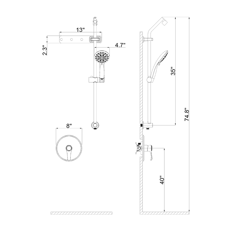 Multi Function Shower Head Shower System with Storage Hook - Brushed Nickel