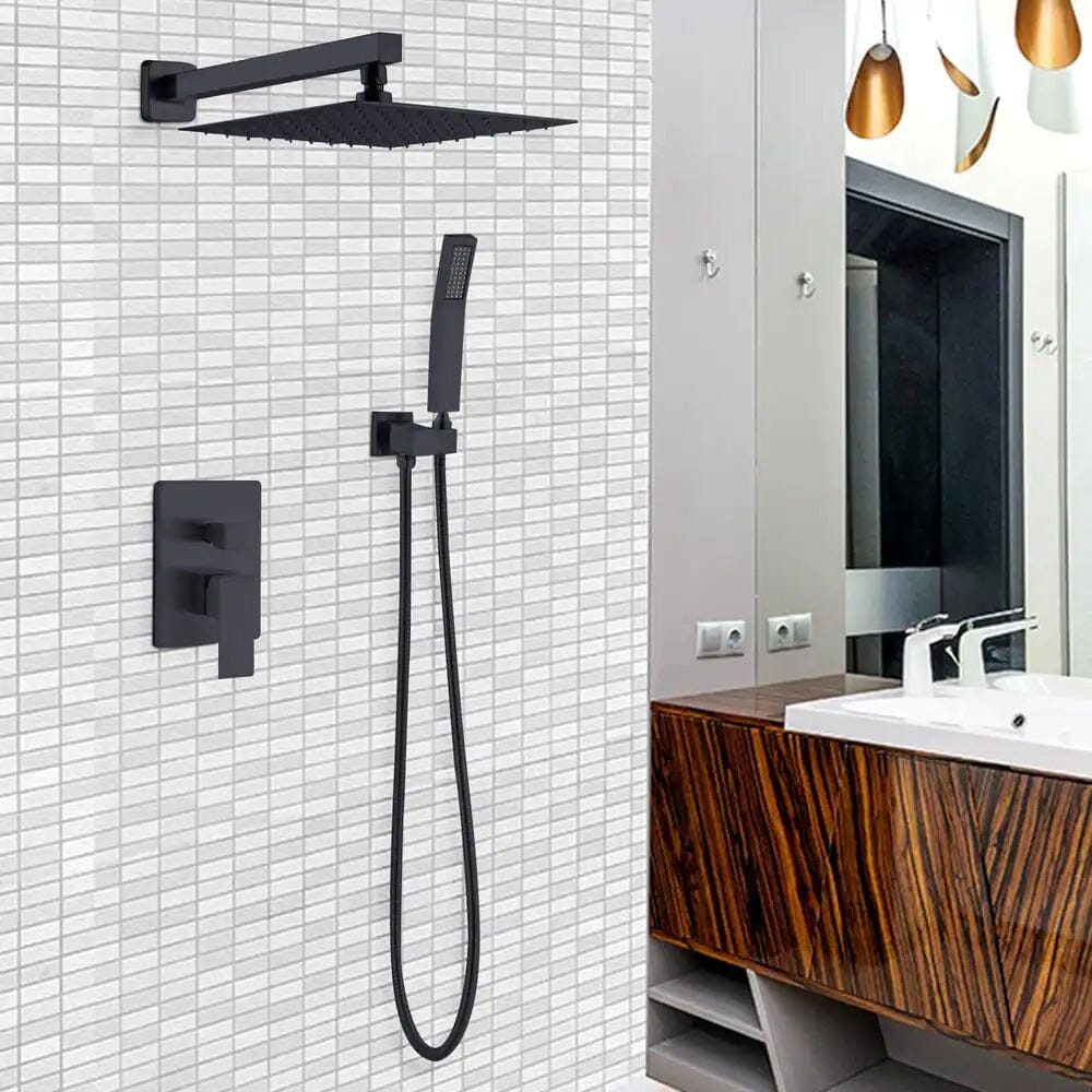 Single sale Handle 1-Spray 12 in. Square Rain Shower Head with Hand Shower Faucet in